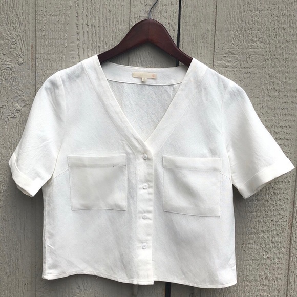 Tops - NEW:  Off White Button Down Crop Top